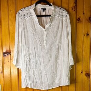 Torrid White Eyelet Detail Blouse